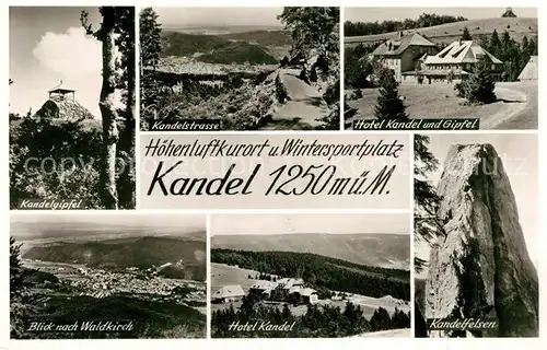 AK / Ansichtskarte Waldkirch_Breisgau Kandelgipfel und Strasse Hotel Kandel Panorama Kandelfelsen Waldkirch Breisgau