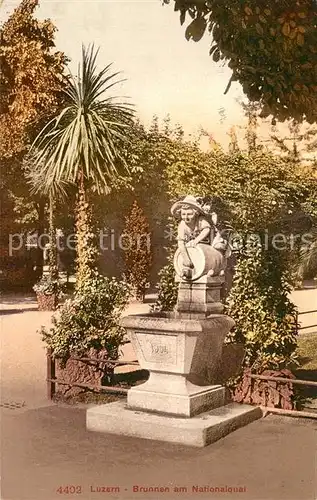 AK / Ansichtskarte Luzern_LU Brunnen am Nationalquai Luzern_LU