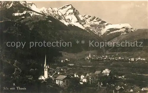 AK / Ansichtskarte Sils_Domleschg Kirche Thusis Panorama Sils_Domleschg