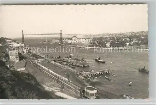 AK / Ansichtskarte Portugalete Arenas y Algorta Fluss Nervion Bruecke Schwebefaehre Portugalete