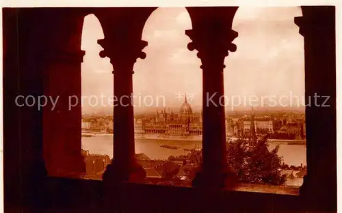 AK / Ansichtskarte Budapest Blick von der Fischerbastei Parlament Budapest