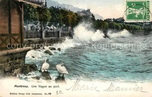 AK / Ansichtskarte Montreux_VD Une Vague au Port Schwaene Montreux VD