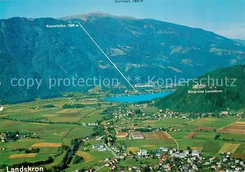 AK / Ansichtskarte St_Andrae Ossiachersee Burgruine Landskron Kanzelhoehe Gerlitzen Fliegeraufnahme St_Andrae