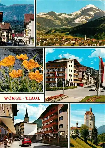 AK / Ansichtskarte Woergl_Tirol Alpenpanorama Fliegeraufnahme Hauptstrasse Schloss Wappen Woergl Tirol