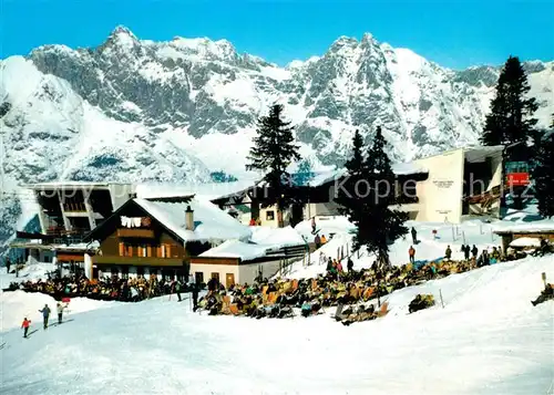 AK / Ansichtskarte Seefeld_Tirol Rosshuette mit Hermelekopf und Seefelderjochbahn gegen Wettersteingruppe Seefeld Tirol