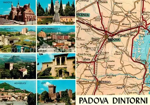 AK / Ansichtskarte Padova und Umgebung mit Sehenswuerdigkeiten Landkarte Padova