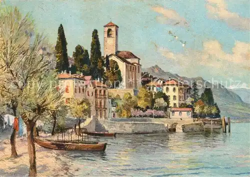 Brissago_TI Porto Chiesa Lago Maggiore Kuenstlekarte Brissago TI