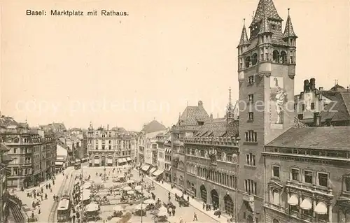 AK / Ansichtskarte Basel_BS Marktplatz mit Rathaus Basel_BS