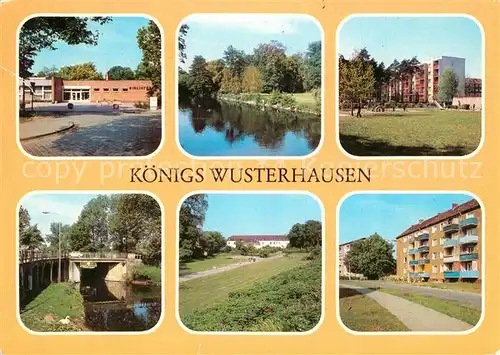 AK / Ansichtskarte Koenigs Wusterhausen Bibliothek Nottekanal Neubauten Schleusenbruecke Notte Stadtpark Neubauviertel Koenigs Wusterhausen