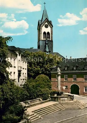 AK / Ansichtskarte Helmbrechts_Oberfranken Treppe Brunnen Kirche Helmbrechts Oberfranken