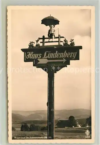 AK / Ansichtskarte St_Peter_Schwarzwald Wegweiser Haus Lindenberg St_Peter_Schwarzwald