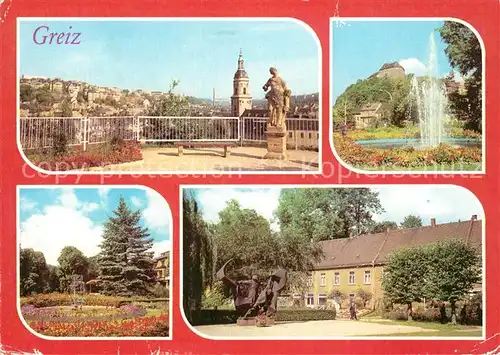 AK / Ansichtskarte Greiz_Thueringen Schanzengarten am Oberen Schloss Karl Liebknecht Platz Goethepark Leninpark Greiz Thueringen