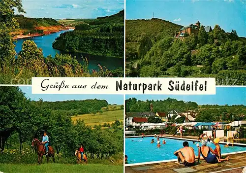 AK / Ansichtskarte Eifel_Region Naturpark Suedeifel Wandern Reiten Segeln Schwimmbad Eifel Region