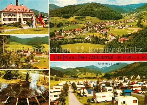 AK / Ansichtskarte Muenstertal_Schwarzwald Rathaus St Trudpert Koehler Panorama Camping Muenstertal_Schwarzwald