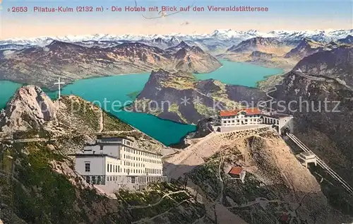 AK / Ansichtskarte Pilatus_Kulm Hotels mit Blick auf Vierwaldstaettersee Pilatus_Kulm