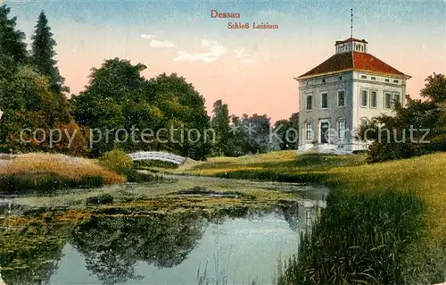 AK / Ansichtskarte Dessau Rosslau Schloss Liusium Partie am Wasser Dessau Rosslau