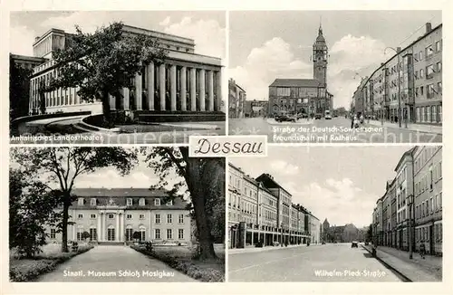 AK / Ansichtskarte Dessau Rosslau Landestheater Strasse der DSF Rathaus Wilhelm Pieck Strasse Museum Schloss Mosigkau Dessau Rosslau