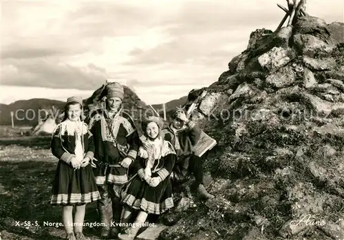 AK / Ansichtskarte Trachten_Norwegen Sameungdom Kvenangsfjellet Trachten Norwegen