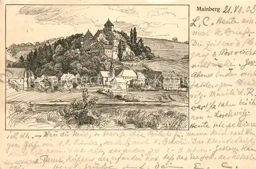 AK / Ansichtskarte Mainberg Schloss Zeichnung Mainberg