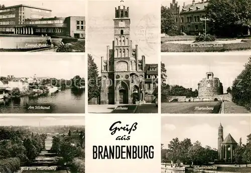 AK / Ansichtskarte Brandenburg_Havel Poliklinik Silokanal Marienberg Johanniskirche Schule Rathaus Brandenburg Havel