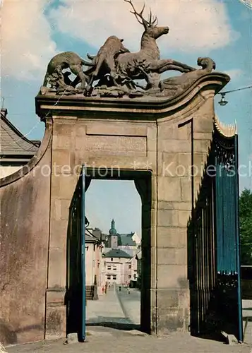 AK / Ansichtskarte Arnsberg_Westfalen Blick durchs Hirschberger Tor zum Glockenturm Arnsberg_Westfalen