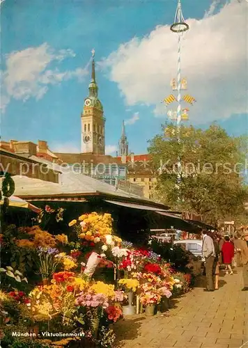 AK / Ansichtskarte Muenchen Viktualienmarkt Marktstand Maibaum Muenchen