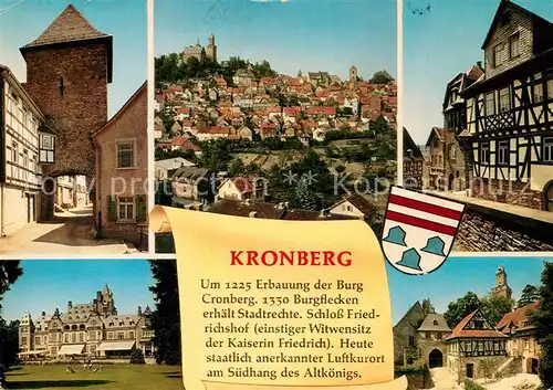 AK / Ansichtskarte Kronberg_Taunus Eichentor Stadtbild mit Burg Fachwerkhaus Burgtor Schloss Kronberg Taunus