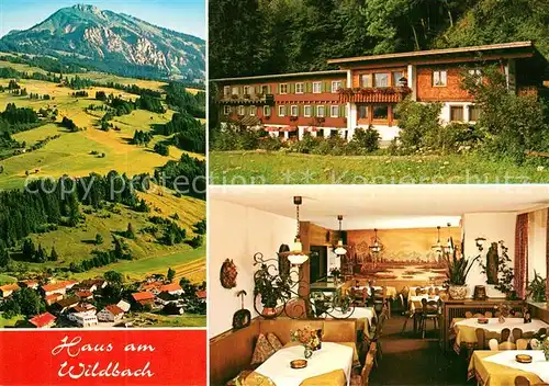 AK / Ansichtskarte Rettenberg_Oberallgaeu Hotel Restaurant Haus am Wildbach Allgaeuer Alpen Fliegeraufnahme Rettenberg Oberallgaeu