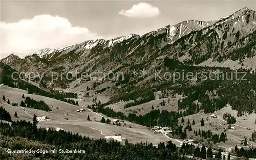 AK / Ansichtskarte Gunzesried Panorama Gunzesrieder Saege mit Stuibenkette Allgaeuer Alpen Gunzesried