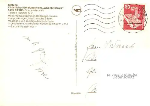 AK / Ansichtskarte Rehe_Westerwald Stiftung Christliches Erholungsheim Westerwald Rehe_Westerwald