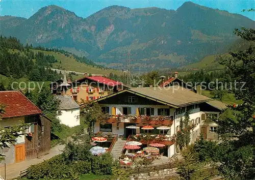 AK / Ansichtskarte Hinterstein_Bad_Hindelang mit Cafe Pension Ostrachwellen Hinterstein_Bad_Hindelang