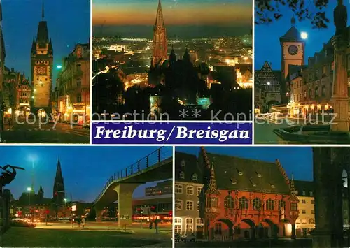 AK / Ansichtskarte Freiburg_Breisgau Martinstor Muenster Schwabentor Karlsplatz Kaufhaus Freiburg Breisgau