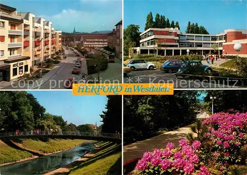 AK / Ansichtskarte Herford Renntormauer Mathilden Hospital Friedrichsgymnasium Werrebruecke Herford