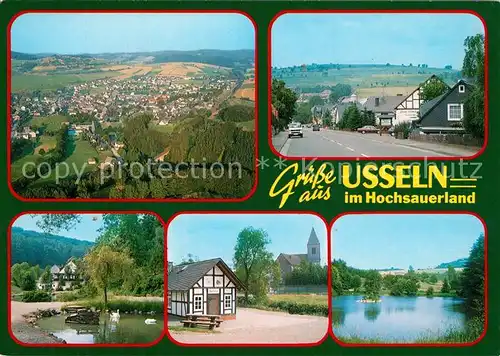 AK / Ansichtskarte Usseln Panorama Fachwerkhaus Kirche See Park Usseln