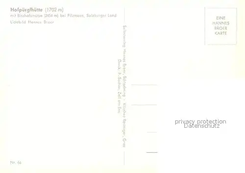 AK / Ansichtskarte Filzmoos Hofpuerglhuette mit Bischlofsmuetze Dachsteingebirge Filzmoos