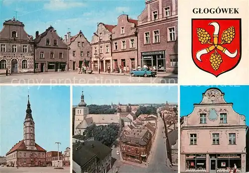 AK / Ansichtskarte Glogowek Rynek Ratusz Widok ogolny Kamiencia ze stiukowa dekoracja rokokowa Marktplatz Rathaus Stadtpanorama Hausfront Wappen Glogowek