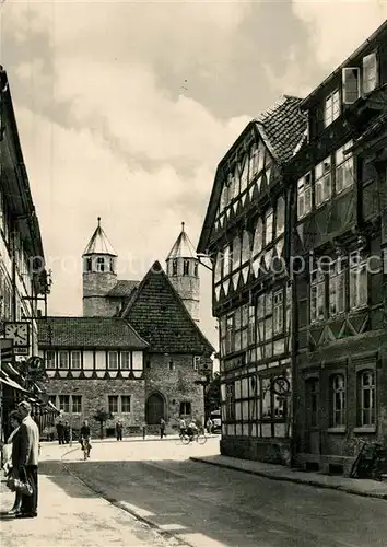 AK / Ansichtskarte Bad_Gandersheim Steinweg mit Dom Altstadt Fachwerkhaeuser Bad_Gandersheim