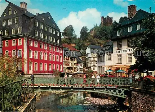 AK / Ansichtskarte Monschau Rotes Haus Burgruine Haller Monschau