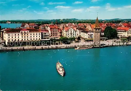 AK / Ansichtskarte Lindau_Bodensee Seepartie Fliegeraufnahme Lindau Bodensee