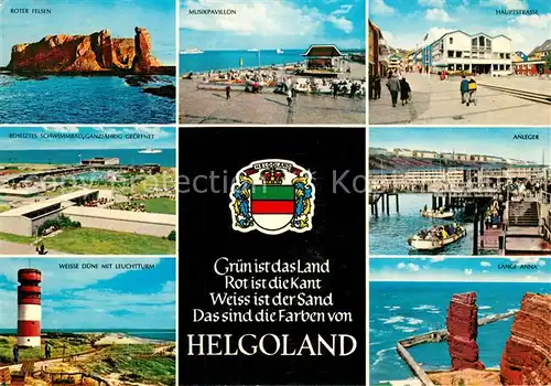 AK / Ansichtskarte Helgoland Roter Felsen Hauptstrasse Anleger Lange Anna Duene mit Leuchtturm Helgoland