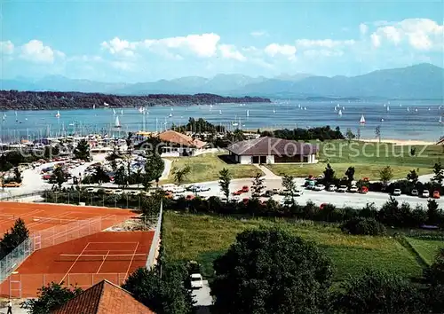 AK / Ansichtskarte Chiemsee Erholungsbad Seebruck Tennisplatz Yachthafen Chiemsee