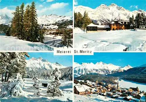 AK / Ansichtskarte St_Moritz_GR Hotel Restaurant Meierei Winterlandschaft Alpenpanorama St_Moritz_GR