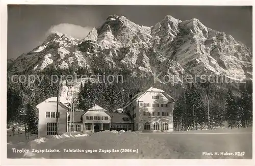 AK / Ansichtskarte Zugspitzbahn Talstation mit Zugspitze Zugspitzbahn