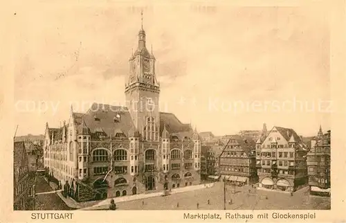 AK / Ansichtskarte Stuttgart Marktplatz Rathaus Glockenspiel Stuttgart