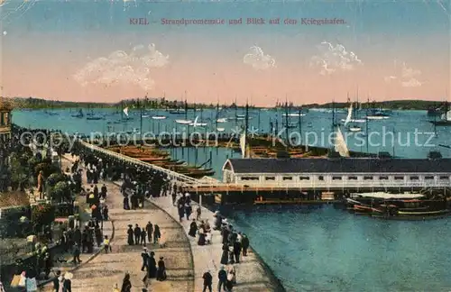 AK / Ansichtskarte Kiel Strandpromenade mit Blick auf den Kriegshafen Kiel