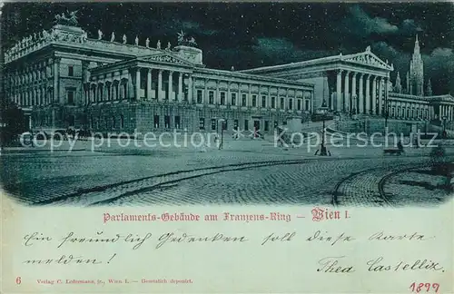 AK / Ansichtskarte Wien Parlamentsgebaeude am Franzensring Nachtaufnahme Wien