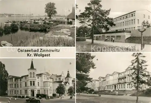 AK / Ansichtskarte Zinnowitz_Ostseebad Hafen am Achterwasser Erholungsheim Rat der Gemeinde Kurverwaltung Strandpromenade Zinnowitz_Ostseebad