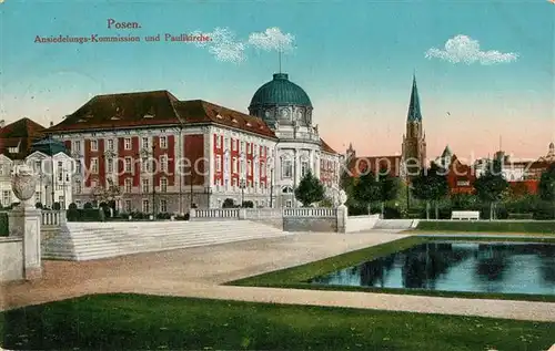 AK / Ansichtskarte Posen_Poznan Ansiedelungs Kommission und Paulikirche Posen Poznan