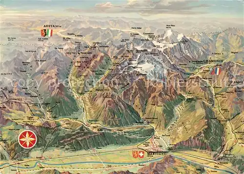 AK / Ansichtskarte Martigny_VS Carrefour des Alpes Gebirgspanorama aus der Vogelperspektive Martigny VS