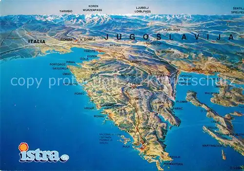 AK / Ansichtskarte Jugoslawien_Yugoslavie Nordwestliche Teil des Landes Sozialistische Republik Slowenien Sozialistische Republik Kroatien aus der Vogelperspektive Jugoslawien_Yugoslavie